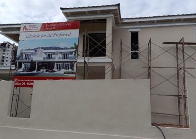 Double-Storey Semi-Detached Houses (Side View) – Cement board works are in progress